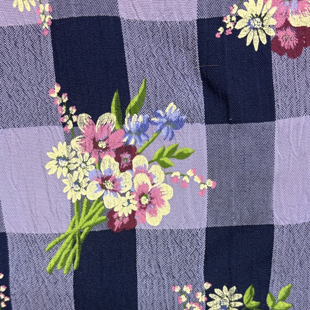 Vintage Purple Checkered Floral Dress - Picture 4 of 6
